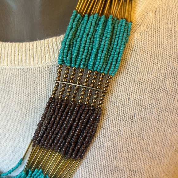 Vintage Boho Multi-Strand Seed Bead Statement Necklace - Picture 2 of 5